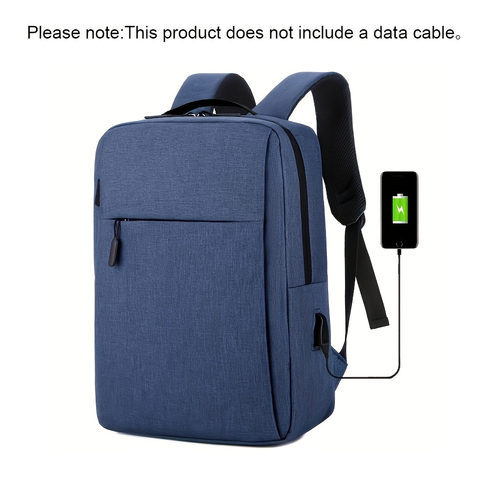 1pc Grey Business Laptop Backpack, Lightweight Fabric Travel Bag with Adjustable Strap, Zipper Closure, Polyester Lining, Sewing Thread Detail, Lace-Up Design for School, Outdoor, Valentines Gift